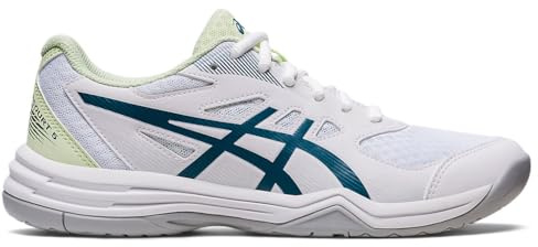 ASICS Women's Upcourt 5 Volleyball Shoes, 12, White/Ink Teal