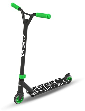 Carromco Profi Stunt Roller Action Rider 100 – Skatepark Scooter mit HIC-Kompressionssystem, Kickscooter grün-schwarz, Freestyle Tretroller