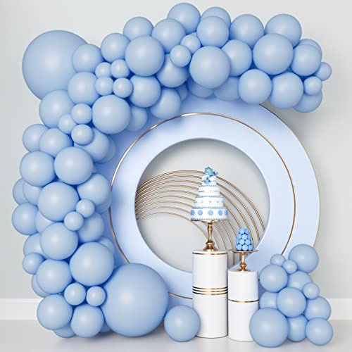 Pastel Blue Balloons 140pcs Light Blue Balloon Garland Arch Kit 5/10/12/18 Inch Different Sizes Baby Blue Latex Balloons for Gender Reveal Wedding Birthday Party Anniversary Baby Shower Decorations
