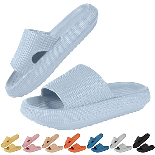 HEPODA Claquette Hommes Femme Été Pantoufles de Douche Sandales Confortable Maison Chaussons de Bain Antidérapant Chaussures de Piscine Plage Pantoufles Plateforme
