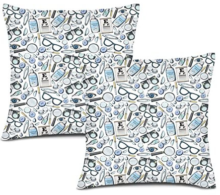 45 cm x 45 cm occhi grafico quadrato, lente optometrica sparsa, federa decorativa quadrata in tessuto felpato, multicolore