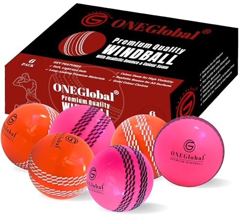 ONEGlobal Palla da cricket morbida di alta qualità, materiali durevoli, cuciture colorate realistiche, vero rimbalzo e altalena, palline da cricket per allenamento all'aperto e al chiuso, allenamento