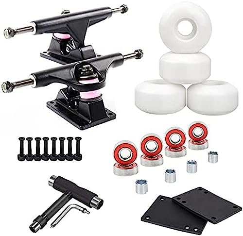 Skateboard Truck - Skate Board Standard Trucks 2st Skateboard Truck Med Skate Wheel Riser Pad Lager Tillbehör,Svart Vit,YUYANAIAI