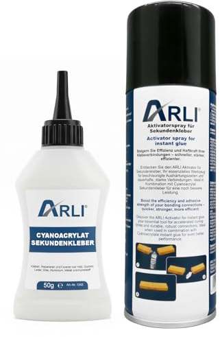 Colla istantanea da 50 g con attivatore da 200 ml spray per riparazioni universali ad alta resistenza adesiva, universale, set di colla cianoacrilato extra forte ad asciugatura rapida