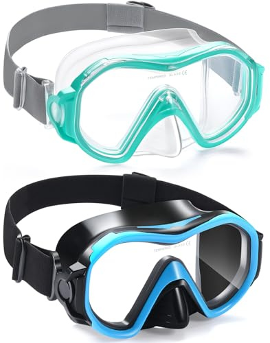 Supertrip Adult Swim Goggles Swimming Goggles with Nose Cover Elastic Fabric Strap Tempered Glass Snorkeling Gear for Adults