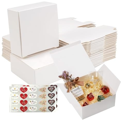 30 Stück Karton Geschenkbox Weiß, Versandkartons Klein, 7,5 × 7,5 × 3cm Geschenkschachtel Falten mini kraftpapier Gastgeschenk Box