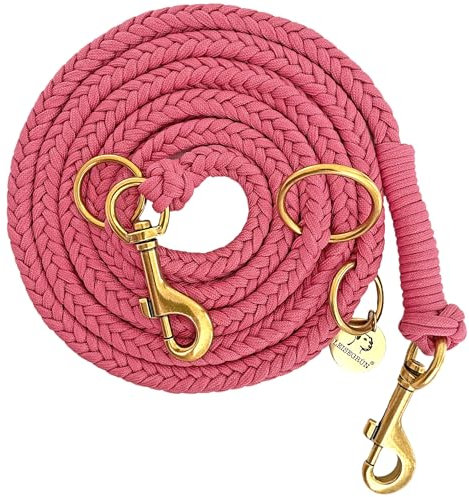 Leisegrün Paracord Hundeleine 2m | Handgefertigte Leine 3-Fach verstellbar | Handmade für kleine und mittelgroße Hunde (Princess, 2 m) | Farbe: Rosa
