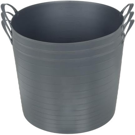 Azuma 42L Flexi Tubs 3 Pack - Versatile Large Garden Tubs with Handles, Handy Builders Buckets Heavy Duty, Ideal Bath Bucket & Flexi Bucket, Durable Flexible Buckets for Home & Garden (Grey)