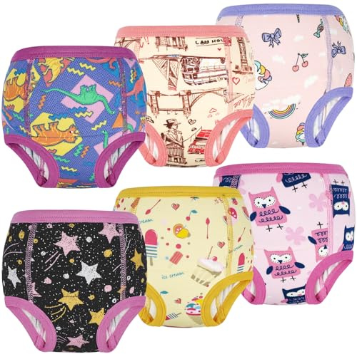 FLYISH DIRECT Mutandine Apprendimento per Bambino per Ragazzi Mutandine di Apprendimento Pantaloni da vasino per Bambini Cotone Assorbente Confezione da 6, 110/4T