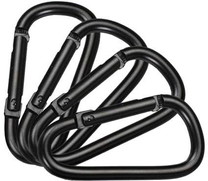 Pjeghbvop Lot de 4 anneaux en D avec crochet à ressort, mousqueton d'escalade, boucle porte-clés pour camping, randonnée, pêche