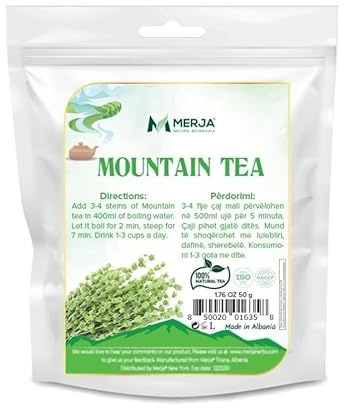 Merja Herbs Albanian Mountain Tea [50g] Hand-Picked Herbal Tea for Cold & Flu Relief | 100% Natural, Antioxidant-Rich, Caffeine-Free Floral Tea | Herbal Teas & Beverages