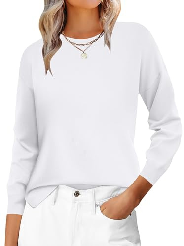 Zeagoo Jersey Mujer Invierno de Cuello Redondo Casual Suéter de Punto Manga Larga Elegante Puente Sólido Otoño Pullover S-XXL