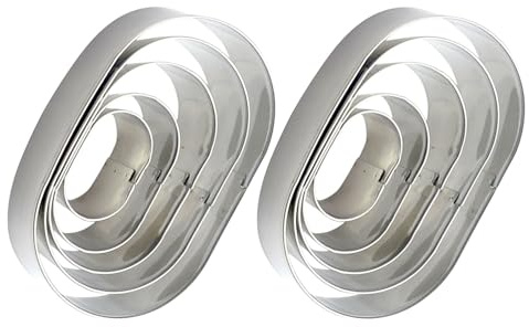 COOPHYA Set 2 Formine Ovali Resistenti alla Ruggine in Acciaio Inossidabile per Biscotti Design Geometrico Creativo Utensili da Pasticceria Versatili per Natale e Feste