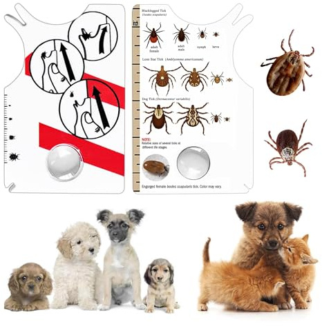 Zuuyye Tarjeta para Garrapatas Precisas - 2 Unidades Pinza Garrapatas con Lupa, Tarjeta Compacta para Extracción Rápida y Segura en Humanos y Mascotas