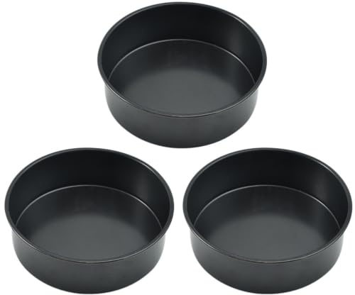 GOOHOCHY Set 3 Pezzi Teglie da Forno in Acciaio al Carbonio Antiaderenti con Fondo Removibile, Tortiere Rotonde per Torte e Cheesecake, Design Pratico e Semplice