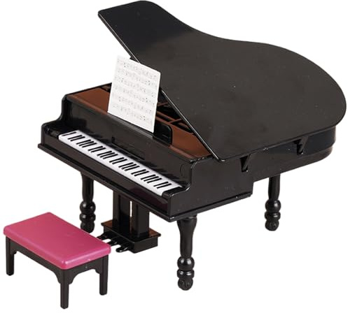 Pesoncarl Meubles de Maison de poupées, Mini Piano réaliste avec Chaise, Piano Jouet en Plastique, Petit Grand pour scène Maison poupée féerique