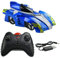 Yangers Radio Controlled Wall Climbing Car, 4 Channel Defy Gravity Wall Climber with LED Lights, USB Rechargeable Electric Toy for Kids (Blue)