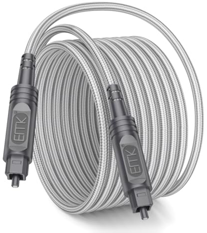 EMK 16.5Ft Digital Optical Audio Cable Toslink Cable - Fiber Optic Cord for Home Theater,Sound bar,TV,Gaming Console,Musical Instrument,Projector,Speaker