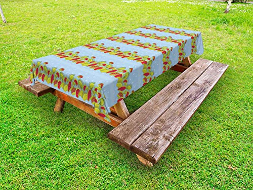 ABAKUHAUS Venere acchiappamosche Tovaglia da Esterno, Venus Piante e Mosche Linea, Tovaglia da Picnic Lavabile Decorativa, 145 cm x 210 cm, Baby Blue Multicolor