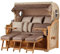 bene living Strandkorb Königssee Dreisitzer Teak Bullauge - PE Shell - Modell 534 - inkl. Liftersystem