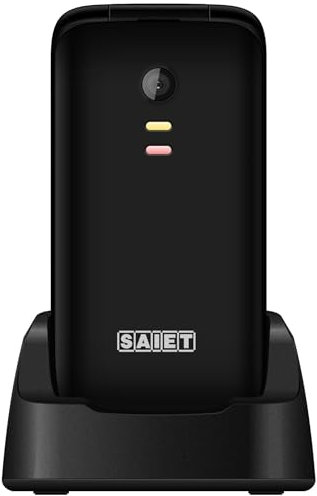SAIET - Cellulare per Senior Facile e Intuitivo da Usare SCUDOtre - Telefono per Anziani con Tasti e Caratteri Grandi - Audio Amplificato e SOS - Nero