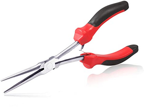 SPEEDWOX Alicates de punta de aguja de largo alcance, alicates finos de 7.5 con asas de alta apalancamiento TPR, alicates para hacer joyas para espacios estrechos de difícil alcance