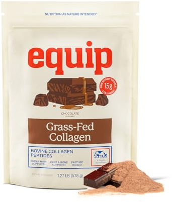 Equip Foods Grass Fed Collagen Powder | Hydrolyzed Bovine Collagen Peptides with Amino Acids | Prime Beef Collagen for Healthy Joints, Skin & Nails | Non-GMO, Paleo Friendly | 30 Servings, Chocolate
