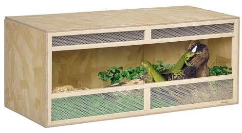 PawHut Terrarium en Bois OSB pour Reptiles avec Porte coulissante en Verre - 120 x 50 x 50 cm