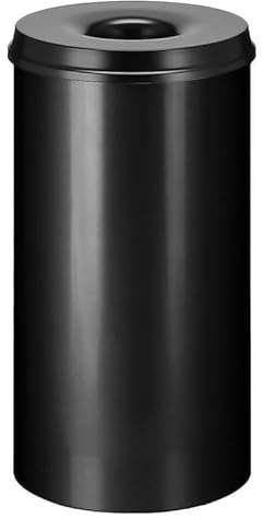 PROREGAL Selbstlöschender Papierkorb & Abfallsammler aus Metall | 50 Liter, HxØ 63x33,5cm | Schwarz