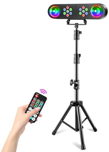 Luci da DJ con supporto, luce per feste, luci rotanti per discoteca e luci colorate Par, sistema di illuminazione palcoscenico con suono attivato, per bar, concerto, matrimonio, Halloween, Natale