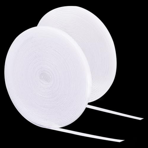 FINGERINSPIRE 2 Pairs 10m x 6mm Mini Polyester Sew On Hook and Loop Tape Sewing Type Without Adhesive White Tiny Fastening Fabric Tape Micro Extremely Thin and Soft DIY Hook and Loop Fasteners