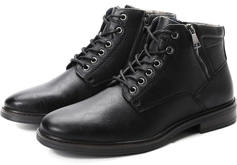 KNBR Bottes pour hommes Bottines classiques avec lacets et fermetures éclair pour les affaires, les voyages d'affaires, Noir , 43 EU