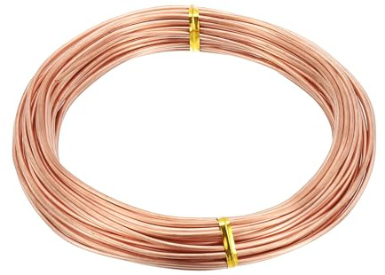 PATIKIL 99.9% Soft Copper Wire for Gardening, 12 Gauge/2 mm Diameter 52 Feet/16 M 1 Pound Spool Pure Bare Copper Wire for Jewelry Making Beading Electroculture Plants