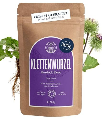 Tisane de racine de bardane Monte Nativo (300g) - Infusion vrac - 100% pur et naturel, sans additifs - Herbes à l'arôme intense pour la préparation d'une délicieuse tasse de tisane