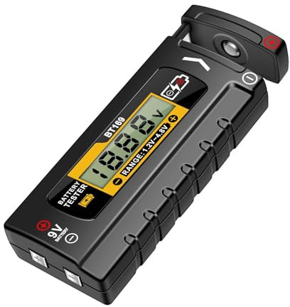 Probador de batería digital - Comprobadores de batería con pantalla digital | Comprobador de voltios pequeño de equipo eléctrico preciso para pilas de botón AA AAA C D, todo tipo de baterías