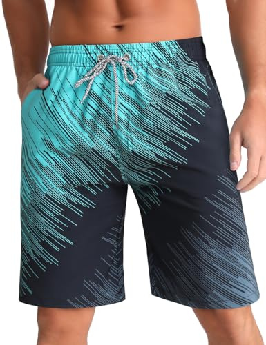 iCKER Swimming Shorts Men Swim Trunks Quick Dry Board Shorts Summer Beach Shorts with Mesh Lining,Green STK423,XL