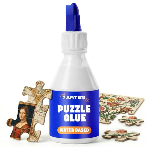 7 Artists Colla per Puzzle Trasparente 100 ml – Colla Puzzle ad Asciugatura Rapida con Applicatore | Fissatore per Conservare e Appendere | Finitura Senza Striature per Cartone e Legno