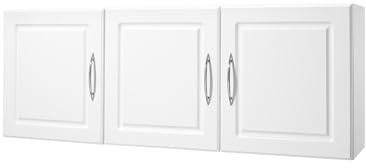 VEVOR Armoire Murale de buanderie à 2 Niveaux, Placard de Rangement Suspendu avec 3 Portes, Meuble de Rangement avec étagère réglable, pour Cuisine, Garage, Salle de Bain, 31,6x137,2x51,6 cm, Blanc