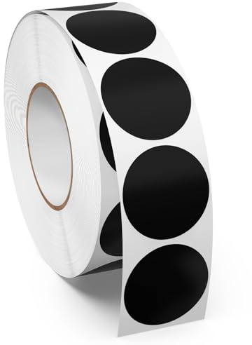 Meitaat 1000 Pezzi Bollini Adesivi Rotondi Neri Colorati 25 mm Autoadesivi Etichette Circolari in Vinile e Impermeabili per Uffici e Magazzini