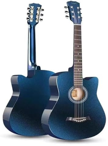 Set di chitarra acustica da 104 cm, per principianti e adulti, tutorial elementare di chitarra folk a grandezza naturale, kit base con custodia da concerto (blu)