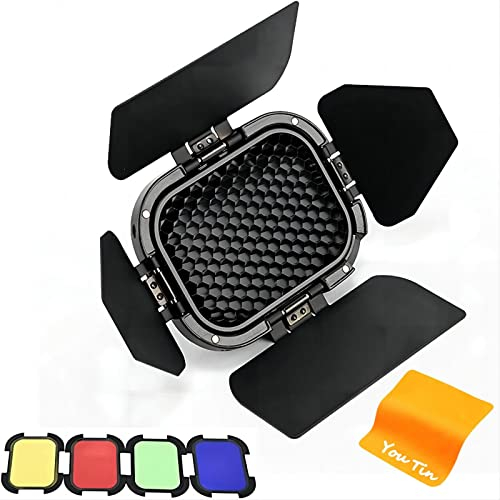 Godox BD-07 Barn Door with Honeycomb Grid & and Color Filters