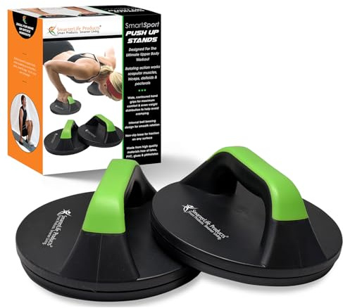 SmarterLife Push-Up Bar for Men & Women - Push-Up Handles for Floor to Prevent Elbow & Wrist Strain, Wide Grips with Non-Slip Rubber Pads for Comfort - Two Push-Up Bars & Workout Guide Included