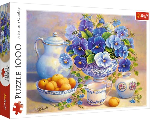 Trefl 10466 Blauer Blumenstrauß 1000 Teile, Premium Quality, für Erwachsene und Kinder ab 12 Jahren Puzzle, Farbig, Blau