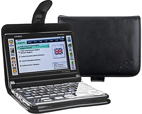 CalcCase Schutztasche für Translator Casio EW-G 6000 C / 7000 C - Schutzhülle für elektronischen Übersetzer - Electronic Translator Casio - Schwarz Kunstleder mit Magnetverschluss