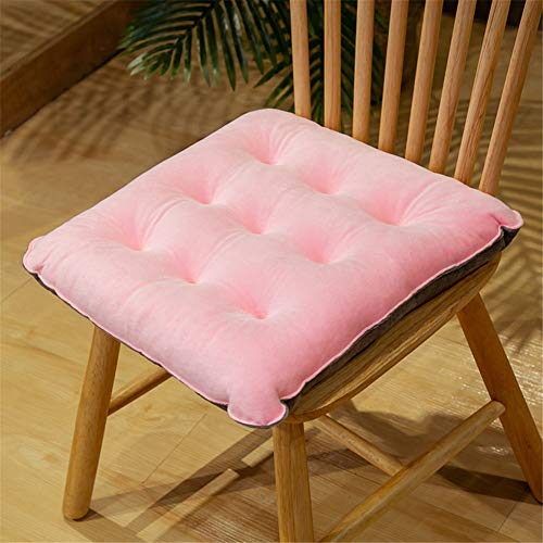 Nicole Knupfer 2er Set Sitzkissen, Stuhlkissen mit Bändern, Samt Kissen Sitzauflage Stuhlauflage für Indoor und Outdoor (Pink,Viereck 40x40 cm)