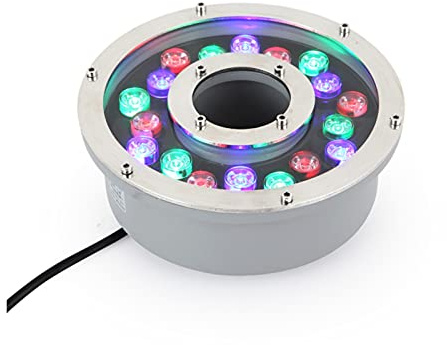 AMDHZ LED Ring Fountain Light, Pond Landscape Lights IP68 Waterproof Middle Hole Pond Lights Submersible for Underwater Fountain Pool (Color : RGB, Size : 6W(12V))