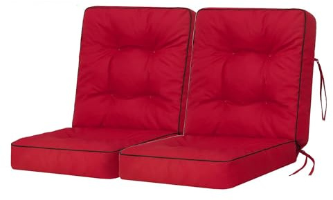 Bjird Bankauflage für Gartenmöbel, Gartenbank, Polsterauflage für Hollywoodschaukel, Auflagen für Gartenschaukelkissen, Sitzkissen, Stuhlauflage, Indoor/Outdoor - Rot - 100 cm (2 x 50 cm)