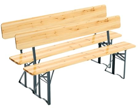 Warmiehomy 2pcs Picnic Benches, 217CM Outdoor Portable Folding Camping Bench for Patio Swimming Pool Yard BBQ Party, 2 Seat Wooden Bench 217cm x 24.5cm x 46cm