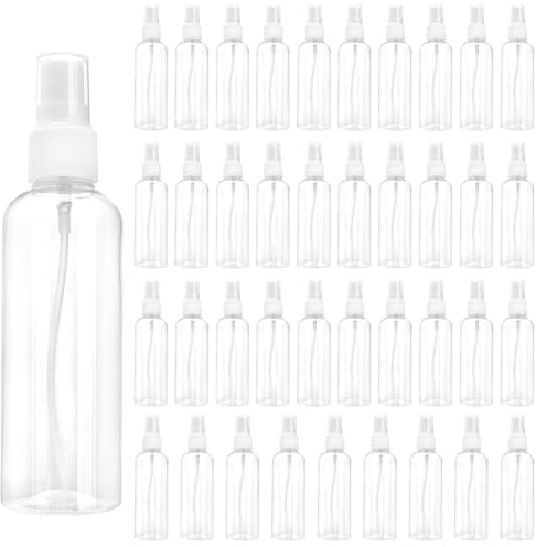 TAICHEUT 40 flaconi spray da 100 ml, in plastica trasparente con coperchio, bottiglie spray da viaggio per acqua, profumo, trucco e allocazione