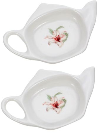 PHENOFICE 2pezzi Piattini Porta Bustine Da Tè in Ceramica Vassoio Piccolo Elegante Per Bustine Sfuse Facile Da Pulire Con Bordi Lisci Adatto Per Salette Da Tè Uffici e Ambienti Domestici
